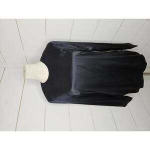 Vintage Louis Feraud size 6 black logo silk blouse. 1980s